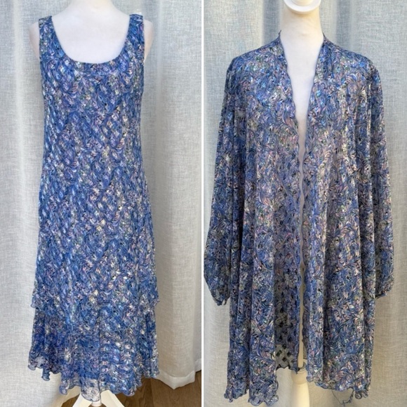 Lillie Rubin Dresses & Skirts - Vintage Long sleeve open light blue purple cover up cardigan blouse